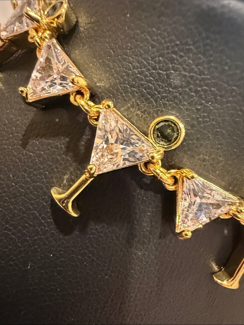Kate Spade |♠️| Gold Plated Martini & Olive Crystal Dangle Bracelet | Medium - Picture 2 of 4